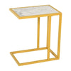 HOMCOM Modern Console C-Shape Side Table with Marble-Looking Tabletop, a Unique Modern Design, & Practicality - White