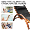 Outsunny Outdoor Chaise Wood Lounge Chair with Pillow, Armrests, Breathable Sling Mesh and Comfortable Curved Design for Patio, Deck, and Poolside