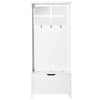 HOMCOM Coat Rack Shoe Bench with Storage 4 In 1 Hall Tree for Entryway Hallway Organizer with Cabinet 3 Hooks Mirrors White