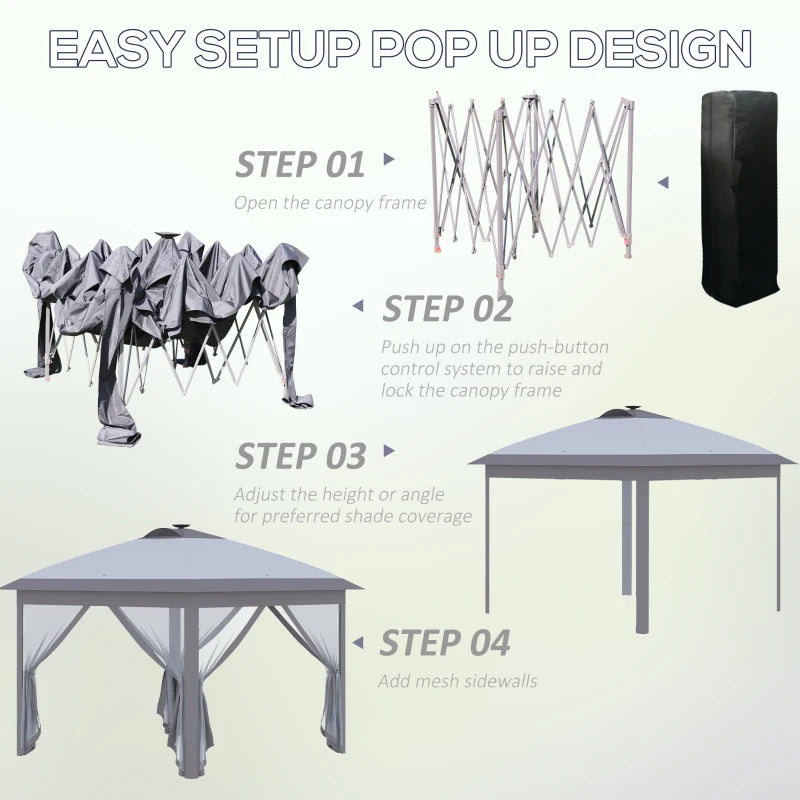 Outsunny 11' Pop-Up Tent Gazebo w/ Netting, Beige