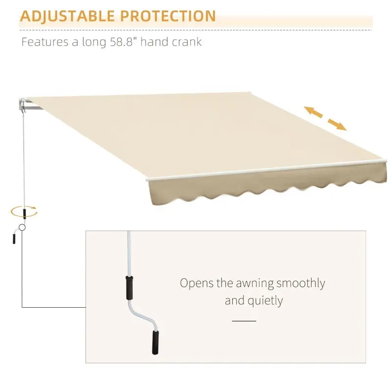 Outsunny 10' x 8' Manual Retractable Awning Sun Shade Shelter for Patio Deck Yard with UV Protection and Easy Crank Opening, Beige