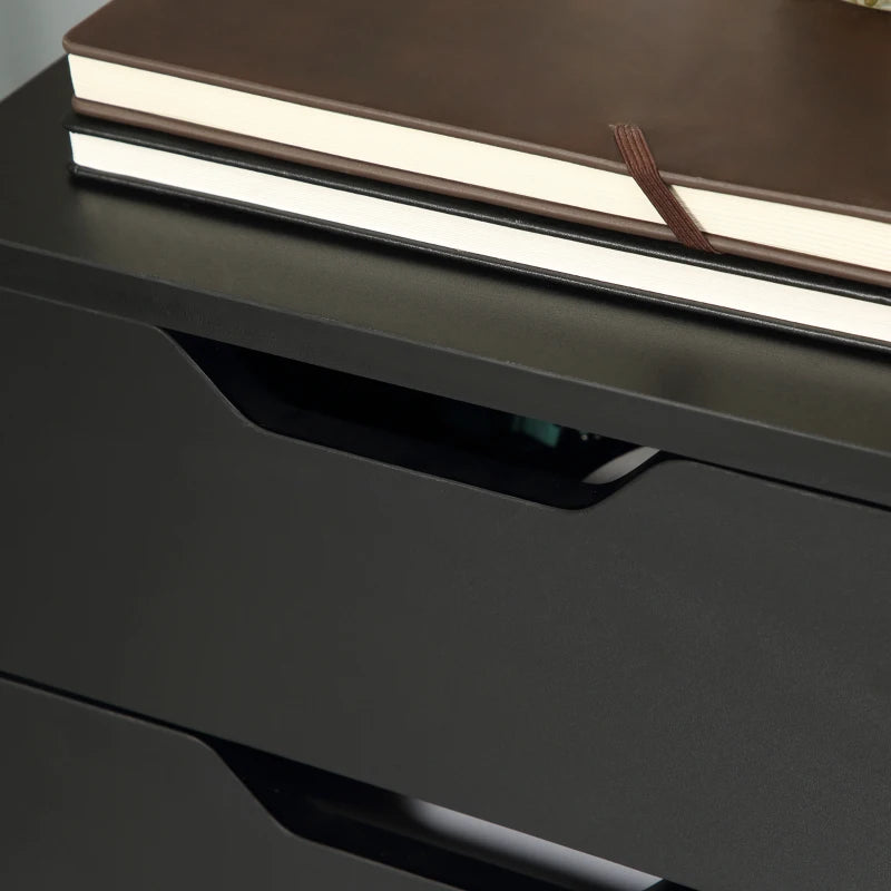 HOMCOM 3 Drawer Mobile File Cabinet, Rolling Printer Stand, Vertical Filing Cabinet, Black