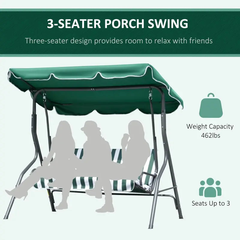 Outsunny 2-Person Patio Swings with Canopy, Outdoor Canopy Swing with Adjustable Shade, Breathable Mesh Seats and  Steel Frame for Garden, Poolside, Backyard, Beige