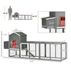 PawHut 162" Extra Large Chicken Coop with Handle, Wooden Hen House with PVC Roof, Quail Hutch with 2 Nesting Boxes, Slide-out Tray, Dark Grey