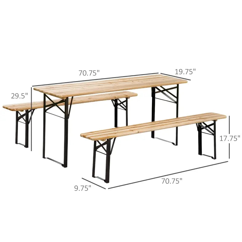 Outsunny 6' Portable Picnic Table and Bench Set, Outdoor Wooden Folding Camping Dining Table Set for Patio Garden Outdoor Activities