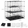 PawHut DIY Pet Playpen Wire Rabbit Cage for Kitten, Chinchillas & Small Animals with 6 Independent Trays - Black