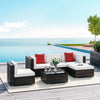 Outsunny 6 Pieces Patio Furniture Sets Outdoor Wicker Conversation Sets All Weather PE Rattan Sectional sofa set with Ottoman, Cushions & Tempered Glass Desktop, Charcoal