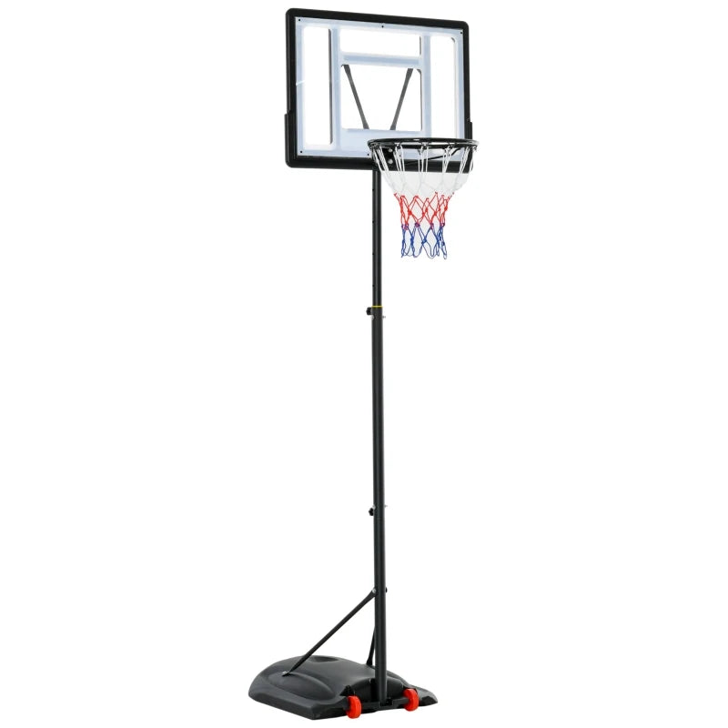 Soozier Basketball Hoop Outdoor, Portable Basketball Goal, 5.5FT-7.5FT Height Adjustable with 33'' Backboard and Wheels for Kids Junior Adults Use