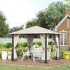 Outsunny 10' x 13' Patio Gazebo Aluminum Frame Outdoor Canopy Shelter with Sidewalls, Vented Roof for Garden, Lawn, Backyard, and Deck, Gray