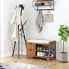 HOMCOM Shoe Cabinet, Wooden Storage Bench with Cushion, Entryway Rack with Drawers, Open Shelves, Coffee