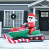 HOMCOM 4 ft Santa Claus Skiing Christmas Inflatable, LED Lighted Outdoor Blow Up Holiday Yard Decoration