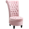 HOMCOM Retro High Back Armless Royal Accent Chair Fabric Upholstered Tufted Seat for Living Room, Dining Room and Bedroom, Pink