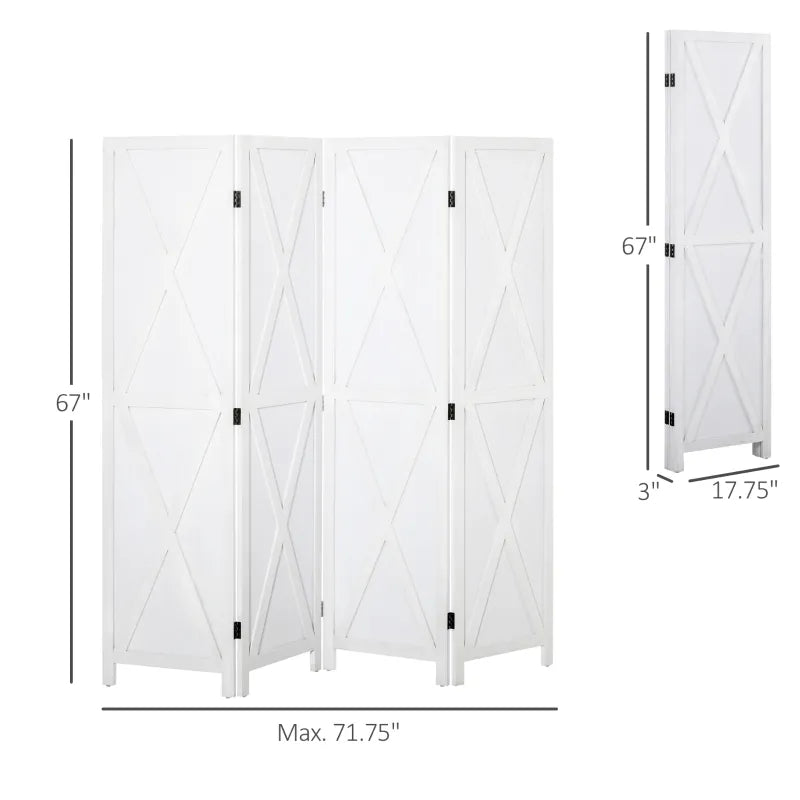 HOMCOM 6' Tall Wicker Weave 4 Panel Room Divider Wall Divider, Black