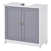 kleankin Pedestal Under Sink Cabinet with Double Doors, Modern Bathroom Vanity Unit, Storage Cupboard with Adjustable Shelves, White