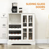 HOMCOM Sideboard Buffet Kitchen Buffet Cabinet with Wine Racks Sliding Glass Door Storage Shelves for Living Room White