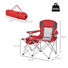 Outsunny Folding Camping Chair with Portable Insulation Table Bag, Two Cup Holders for Beach, Ice Fishing and Picnic, Red