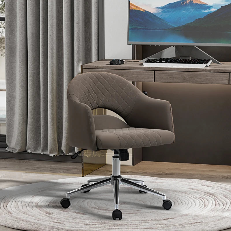 Vinsetto Mid Back Home Office Chair, Computer Desk Chair with Adjustable Height and Padded Seat, Grey