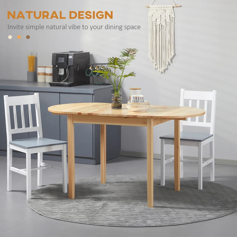 HOMCOM 55" Solid Wood Kitchen Table, Drop Leaf Tables for Small Spaces, Folding Dining Table, Natural