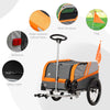 ShopEZ USA Dog Bike Trailer 2-in-1 Travel Dog Stroller, Small Pet Bicycle Cart Carrier with Universal Coupler, Safety Leash, and Easy Fold Design, Orange