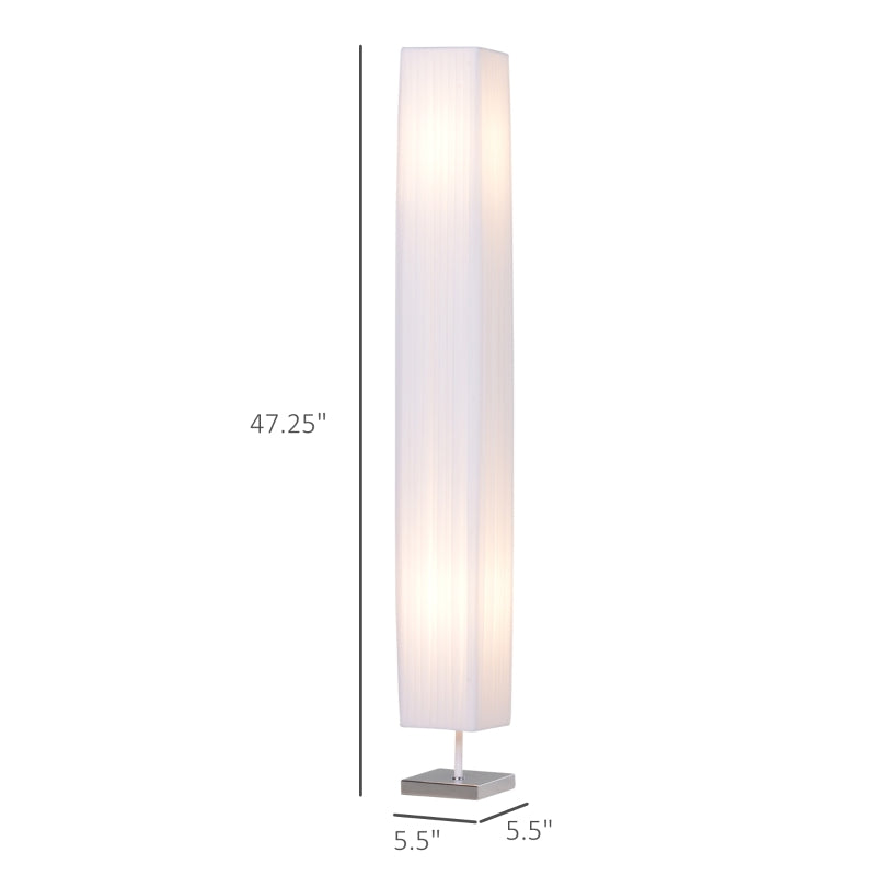HOMCOM Floor Lamp w/ 2pcs Glass Lamp Shade Modern Decorative Lamp  White
