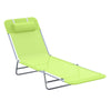 Outsunny Folding Chaise Lounge Pool Chair, Outdoor Sun Tanning Chair with Pillow, Reclining Back, Steel Frame & Breathable Mesh for Beach, Yard, Patio, Blue-1