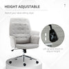 Vinsetto Modern Mid-Back Tufted Linen Home Office Desk Chair with Adjustable Height, Swivel Adjustable Task Chair with Padded Armrests, Dark Grey