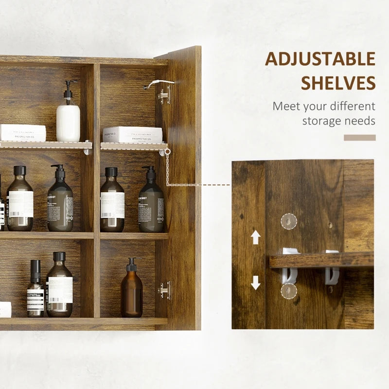 kleankin Bathroom Cabinet Wall Mount Storage Organizer with Mirror Adjustable Shelf