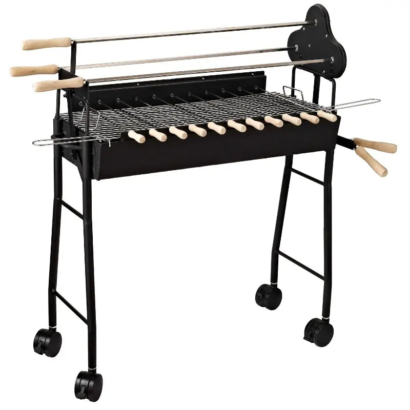Portable Charcoal Grill Smoker: Cart & Analog BBQ Set