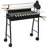 Outsunny 28" Charcoal Barbecue Grill Stainless Steel Small Portable Folding BBQ Camping Grill for Shish Kabob