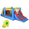Outsunny 6-in-1 Tropical Inflatable Water Slide Summer Theme Jumping Castle Includes Floating Ball Slide Trampoline Pool Cannon Climbing Wall with Carry Bag, Repair Patches and 450W Air Blower