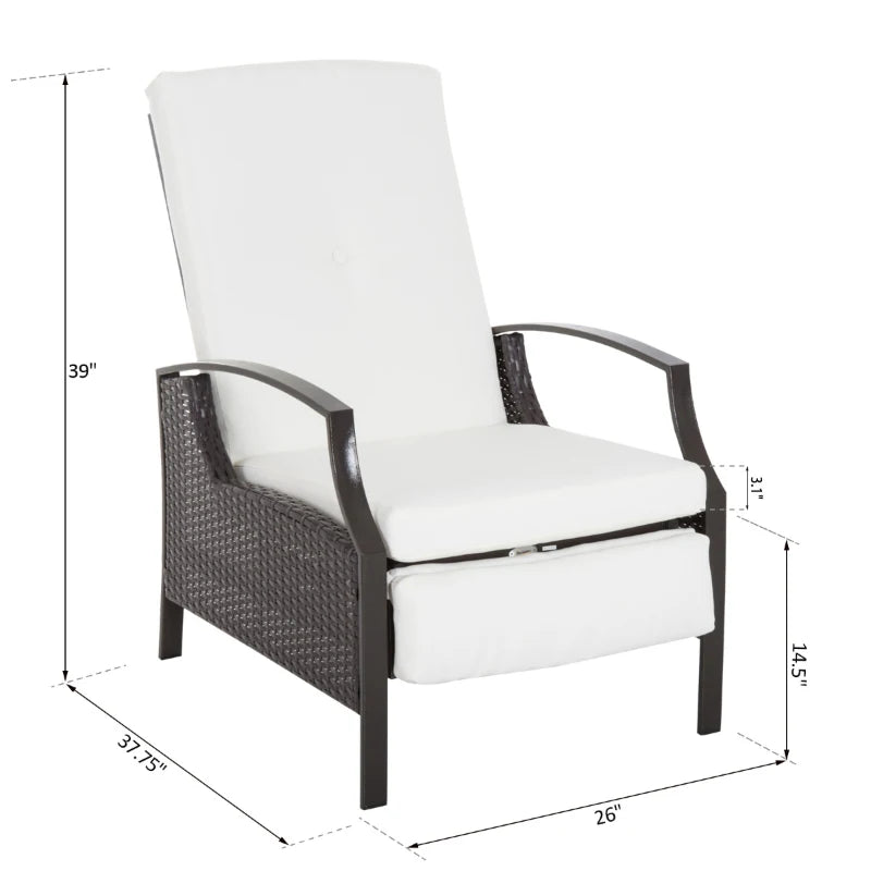 Outsunny Rattan Adjustable Recliner Chair with Hand-Woven All-Weather Wicker for Patio, Outdoor, Garden, Poolside, Grey