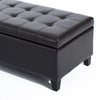 Open Box HomCom Large 51” Tufted Faux Leather Ottoman Storage Bench - Dark Brown