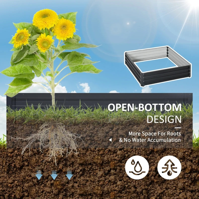 Outsunny Metal Raised Garden Bed No Bottom DIY Large Steel Planter Box w/ Gloves