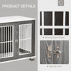 PawHut Wooden & Wire Dog Crate with Surface, Stylish Pet Kennel, Magnetic Doors, Grey