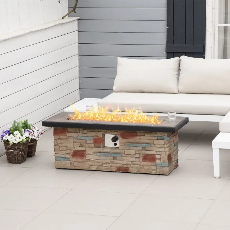 Outsunny 36 Inch Outdoor Propane Gas Fire Pit Table, 50,000 BTU Auto-Ignition Square Gas Firepit with Lava Rocks and Rain Cover, CSA Certification, Grey