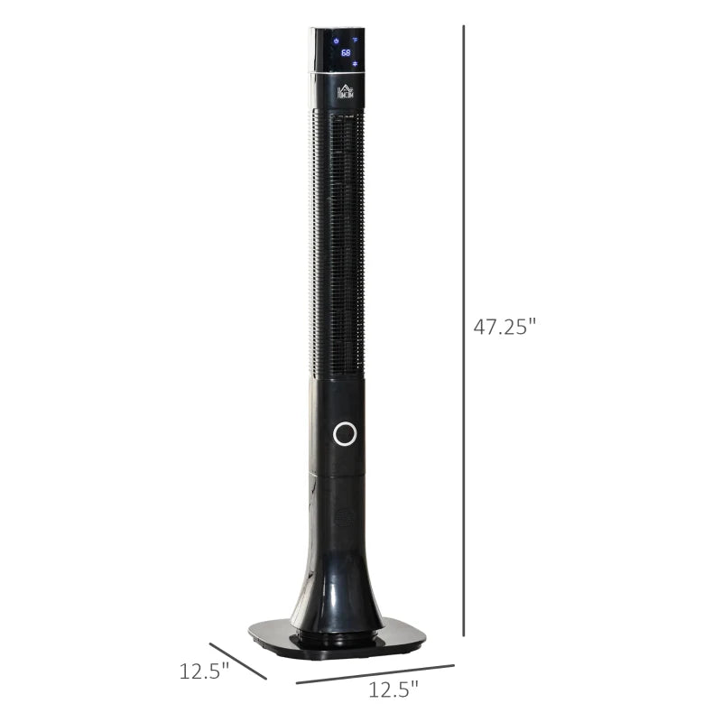HOMCOM 46" Tower Fan for Bedroom Cooling with Air Filter, Oscillating, 3 Speeds, 12H Timer, and Remote Control, Grey