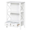 kleankin X- Frame Freestanding Floor Bathroom Storage with Two Drawers, Storage Organizer, Cabinet with 3 Shelves - Grey