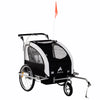 ShopEZ USA 2-Seat Kids Bicycle Trailer 55lbs Steel w/ Water Resistant Carrier Windows - Black and Orange