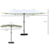 Outsunny Patio Umbrella 15' Steel Rectangular Outdoor Double Sided Market with base, UV Sun Protection & Easy Crank for Deck Pool Patio, Wine Red