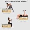 Soozier Wooden Workout Bench with Dumbbell Rack and Resistance Bands, Adjustable Incline Weight Bench for Home Gym