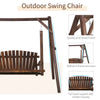 Outsunny Wooden Porch Swing Bench, 2-Seater Outdoor Swing Glider with Adjustable Canopy, Adjustable Hanging Chains, A-Frame, for Garden, Poolside, Backyard, Brown