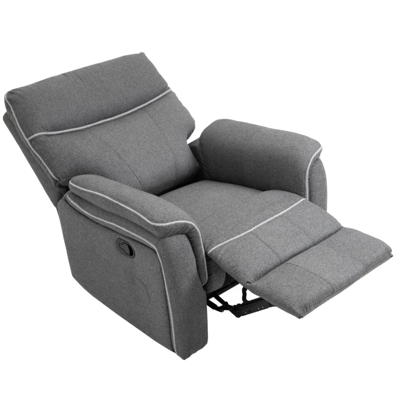 HOMCOM Manual Recliner Armchair with Thick Padded Headrest, Back and Footrest and Adjustable 150 Degree Angle, Grey