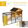 PawHut Outdoor Rabbit Cage Elevated Pet House w/ Slide-Out Tray, Natural Wood & Black
