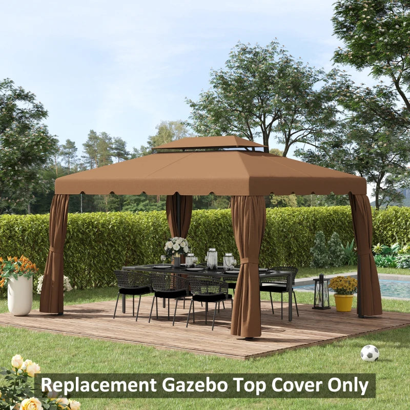 Outsunny 9.8' x 9.8' Gazebo Replacement Canopy, Gazebo Top Cover with Double Vented Roof for Garden Patio Outdoor (TOP ONLY), Coffee