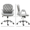 Vinsetto Vanity Middle Back Office Chair Tufted Backrest Swivel Rolling Wheels Task Chair with Height Adjustable Comfortable with Armrests, Grey