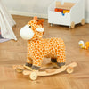 Qaba Kids Ride-On Rocking Horse Toy Rabbit Style Rocker with Fun Music & Soft Plush Fabric for Children 18-36 Months