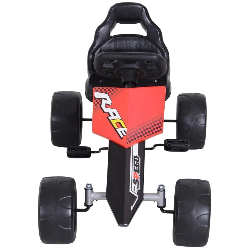 ShopEZ USA Kids Go Kart, 4 Wheeled Ride On Pedal Car, Racer for 3 years, for Boys and Girls, Outdoor - Red
