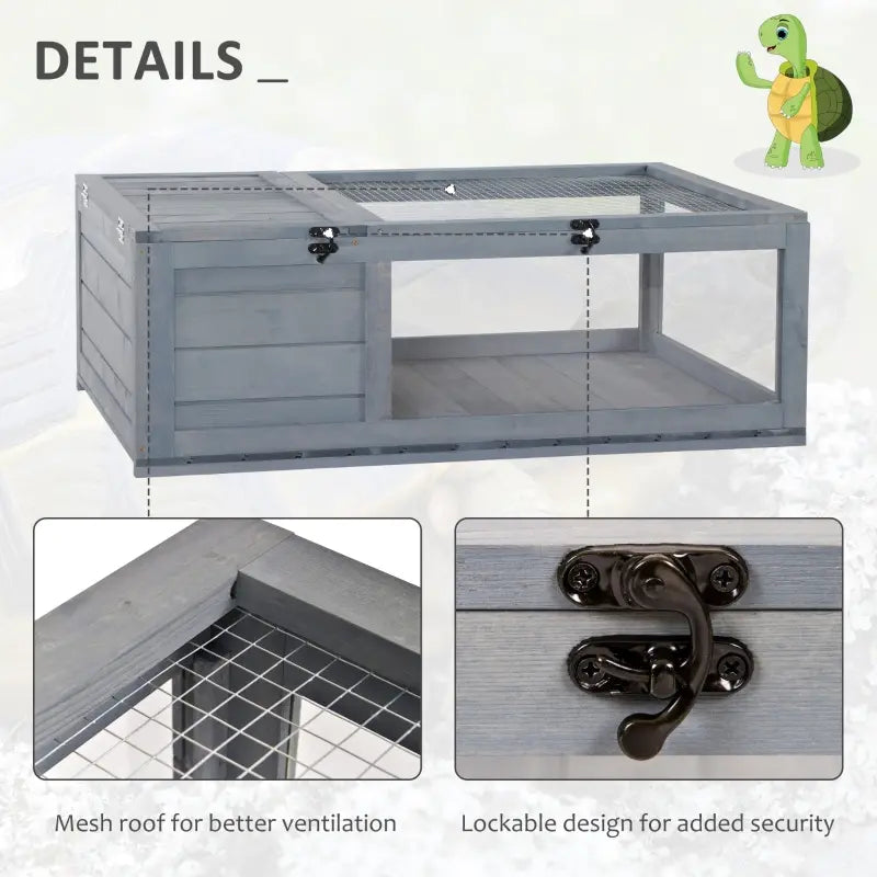 PawHut 37” L x 25” W x 13” H Wood Indoor Outdoor Tortoise House Turtle Habitat