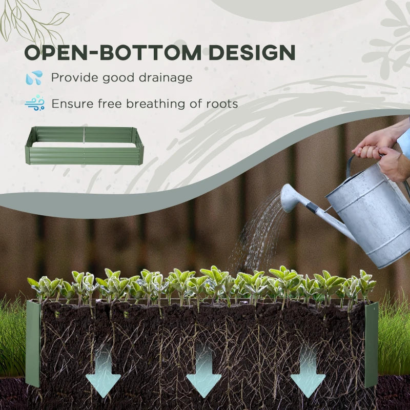 Outsunny 5.9' x 3' x 1' Raised Garden Bed with Support Rod, Steel Frame Elevated Planter Box, Green
