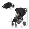 Qaba Lightweight Baby Stroller, Toddler Travel Stroller with Button-Click Fold, Compact Stroller with Storage Basket, Cup Holder, Sun Canopy, Adjustable Backrest Footrest, All Wheel Suspension, Gray